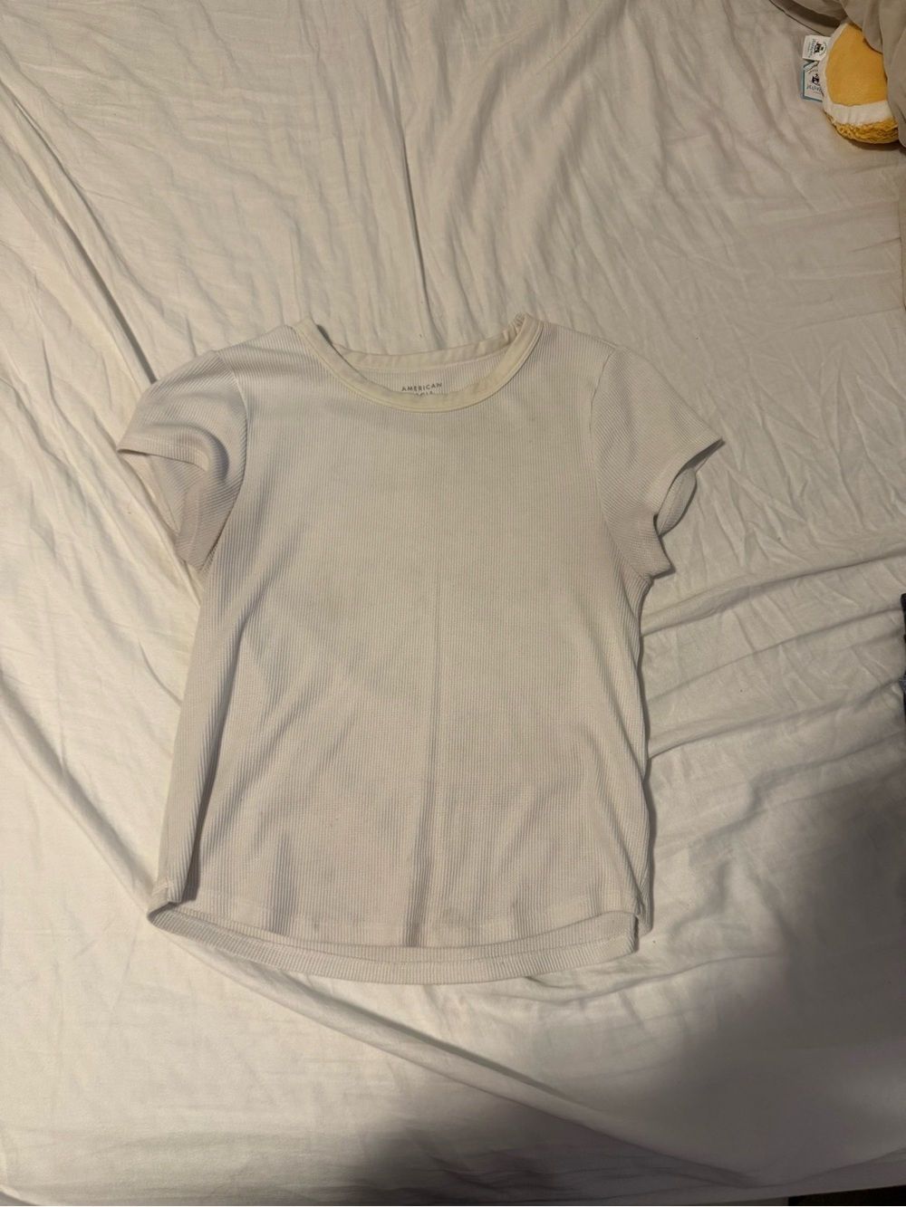 American Eagle Outfitters White Ribbed Short Sleeve Tee